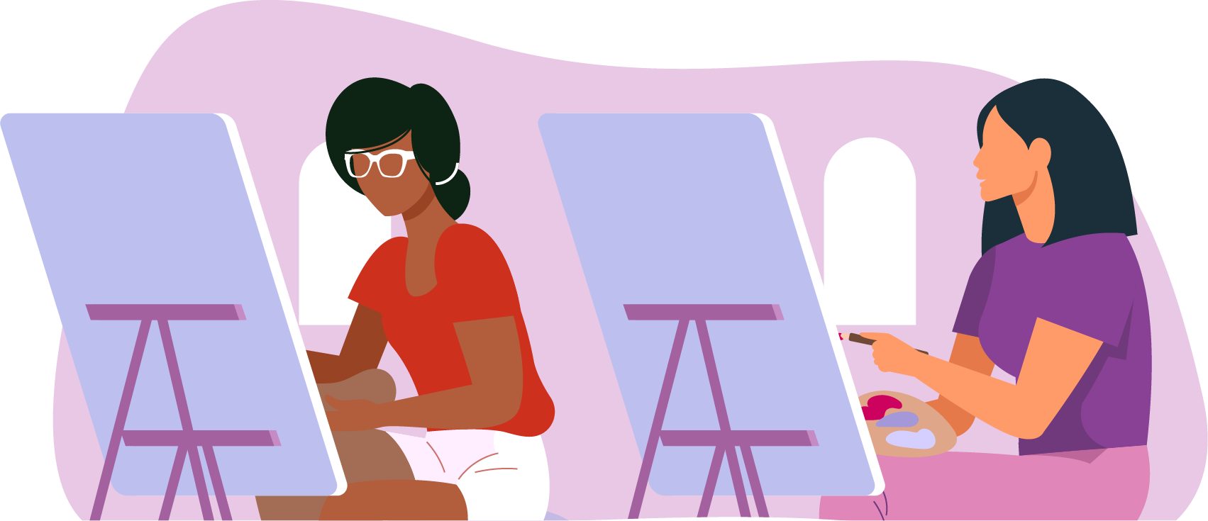Illustration of 2 women painting.