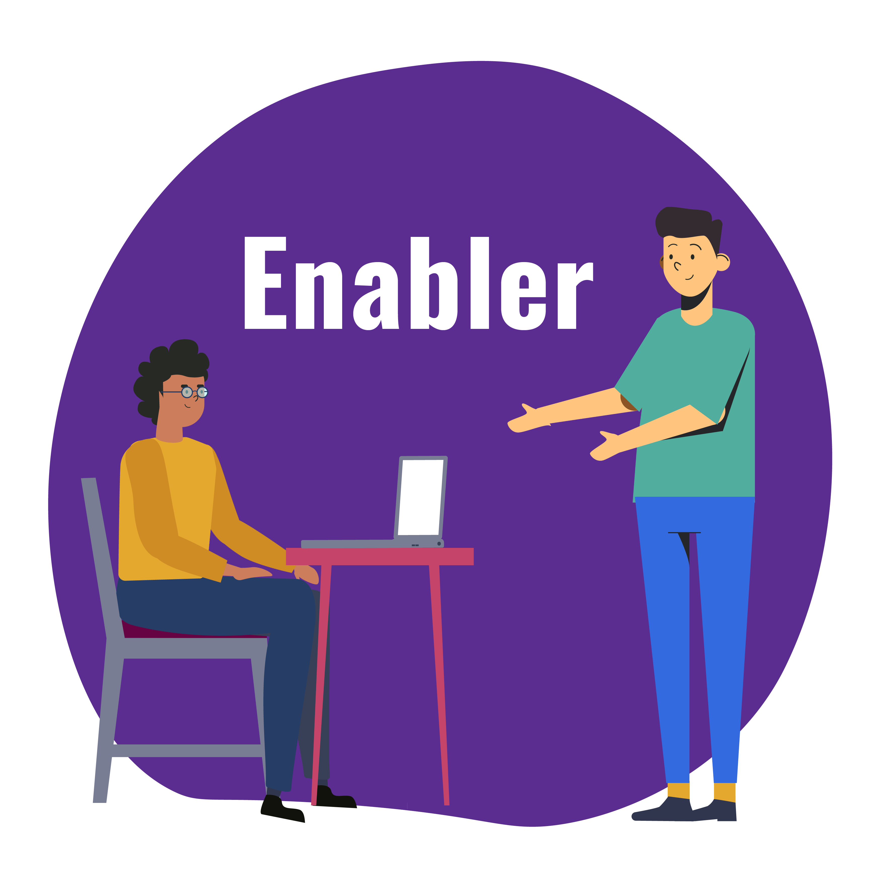 Illustration of a student with his trainer