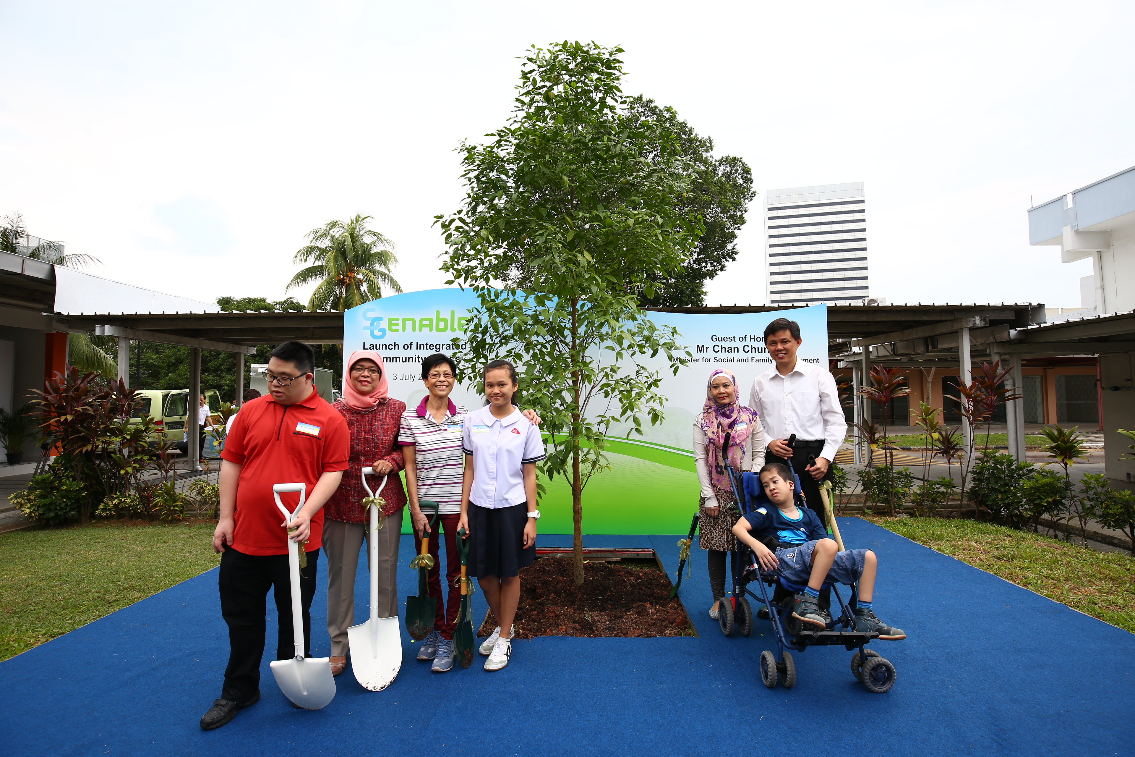 Image of President Halimah Yaccob at the ground breaking event of Enabling Village