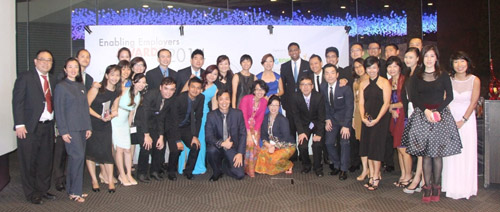 Recognising Inclusive Employers - Outside Group photo from the Enabling Employers Awards gala dinner in 2014.