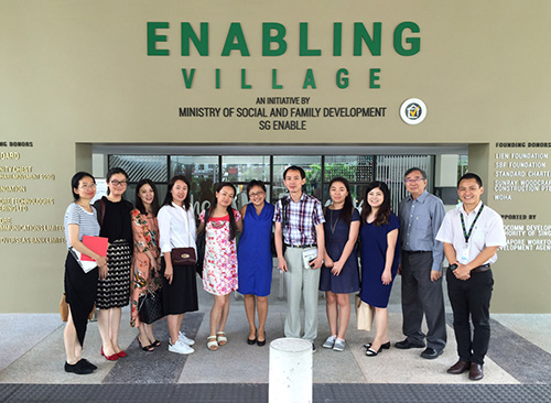 Group photo with international journalists from Singapore International Foundation who were on a visit to Enabling Village.