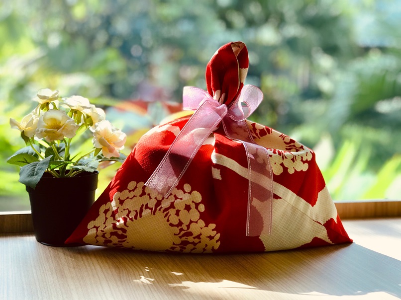 CNY goodies in a hand-sewn pouch