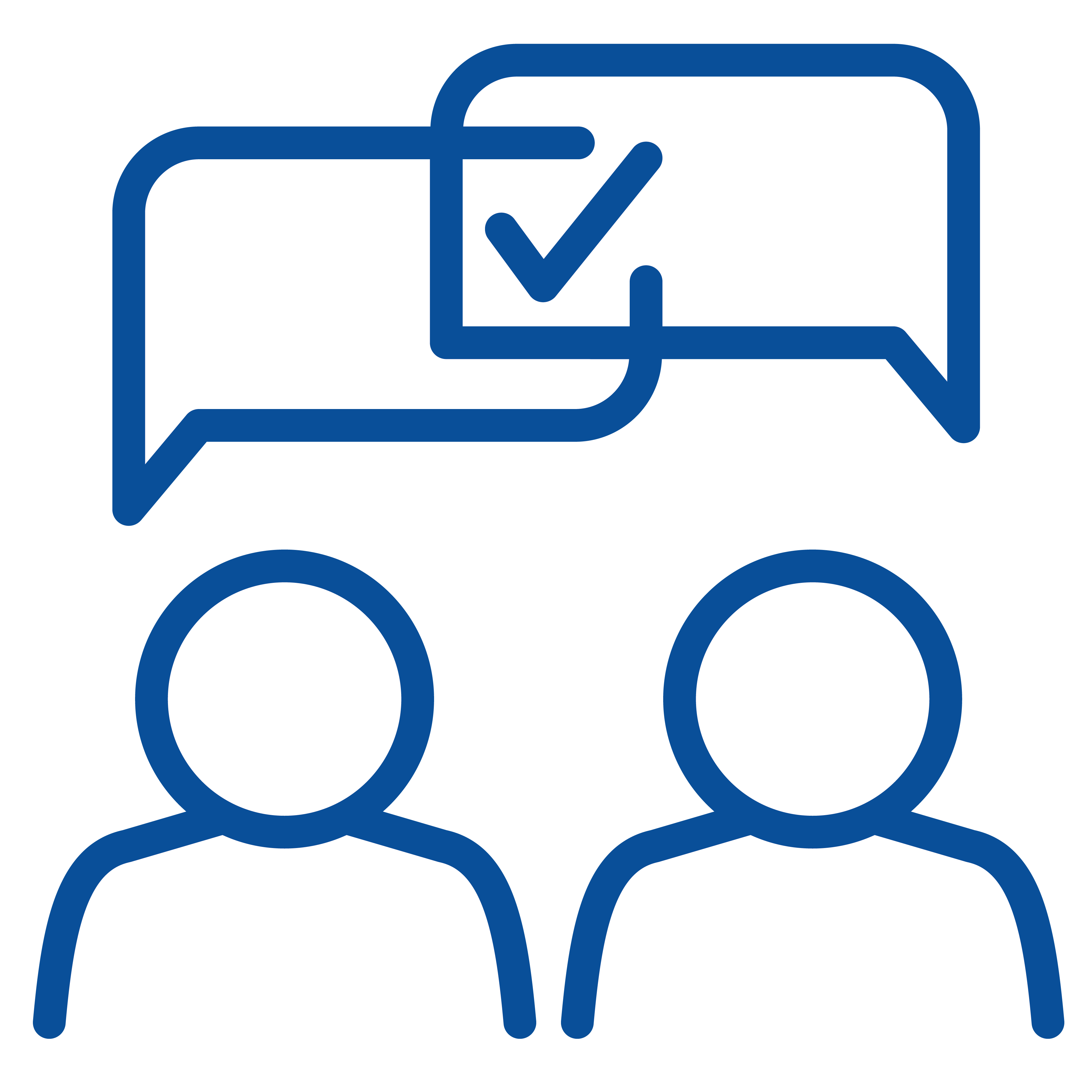 Icon showing two people coming to an agreement in a conversation.