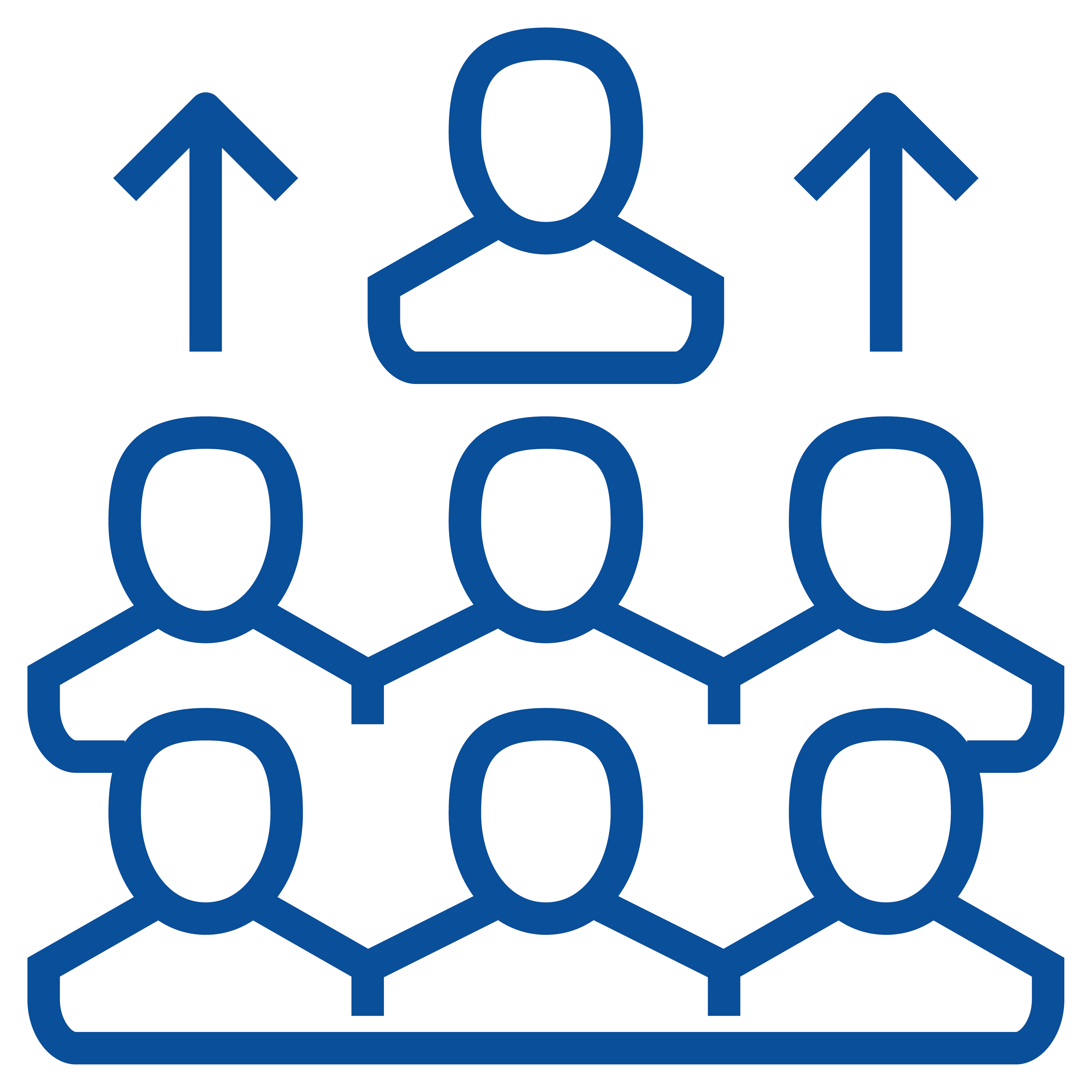 Icon showing a person - out of a group of people - being promoted at work.