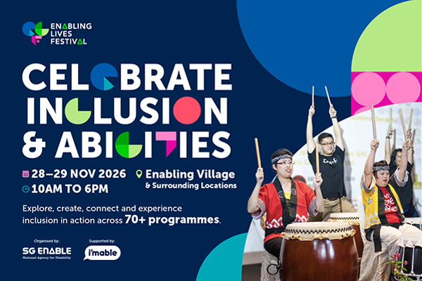 Banner for Enabling Lives Festival, happening from 28 to 29 Nov at Enabling Village and other locations.
