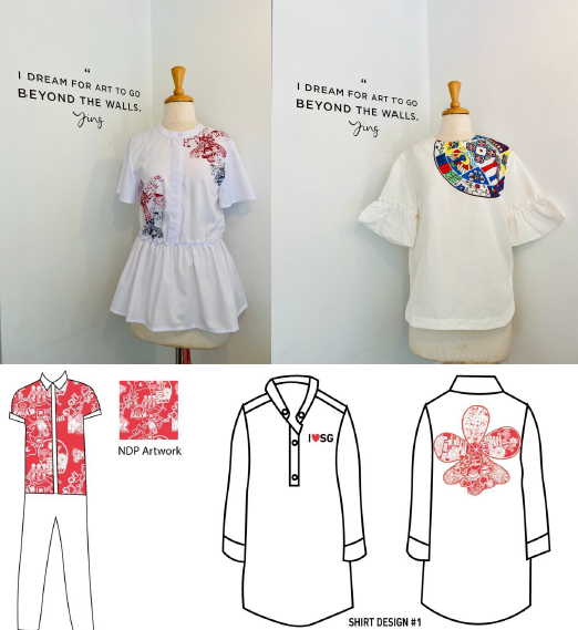 Outfits adapted from NDP artworks designed by persons with disabilities