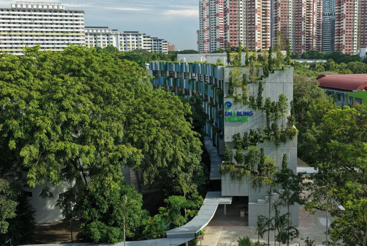 Front facade of Vista, the new 4-storey extension building of Enabling Village.