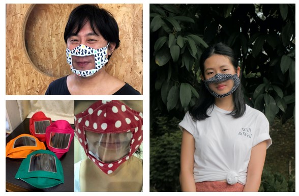 See-through masks created by Uyii (top left), Ms Chan Siang Choo & Ms Rebecca Teo (bottom left) and Will & Well (right).