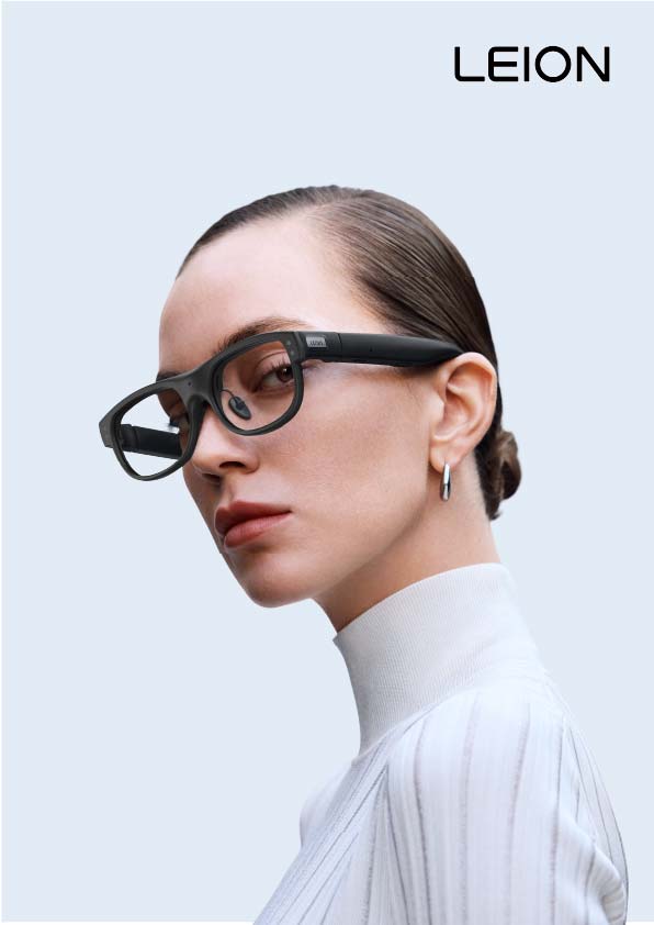 A poster of a woman wearing smart glasses.