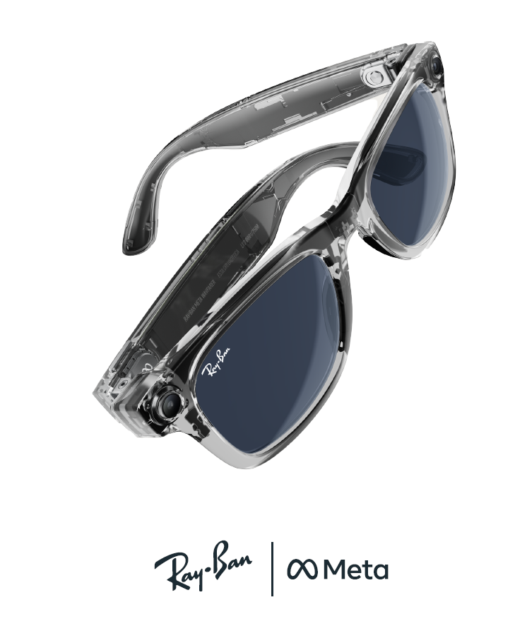 Product shot of Meta glasses in collaboration with Ray Ban.