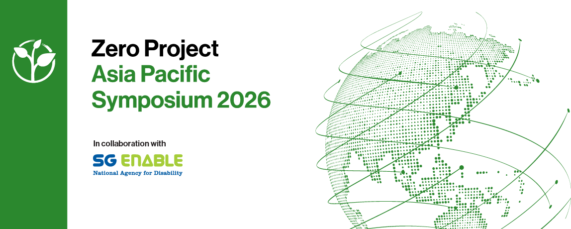 Banner that contains the Zero Project logo, a green globe, and the logo of SG Enable, the national agency for disability in Singapore.